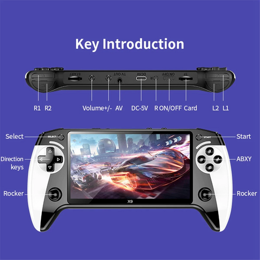 P52.0BAAZ Fast 】X9 Handheld Game Console 8GB 2000+ Games 5.5inch IPS Screen Retro  Game Console