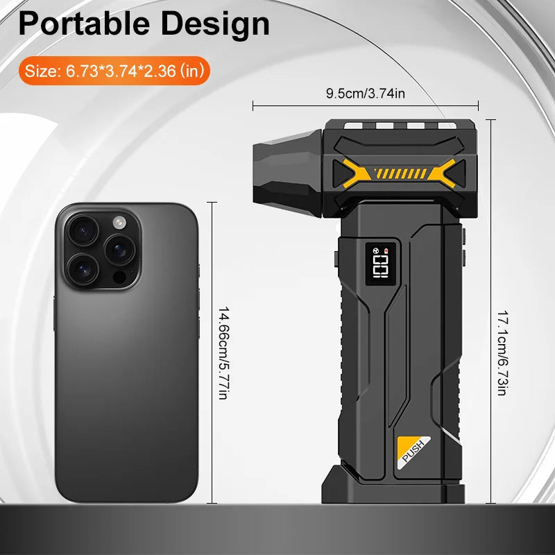 580000 RPM powerful turbo blower, cordless vacuum cleaner, electric snow blower, 380g blowing force, LED lighting, car cleaning