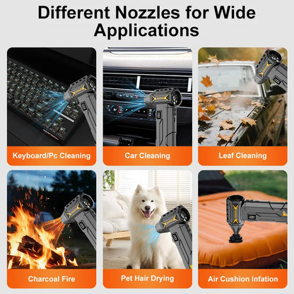 580000 RPM powerful turbo blower, cordless vacuum cleaner, electric snow blower, 380g blowing force, LED lighting, car cleaning