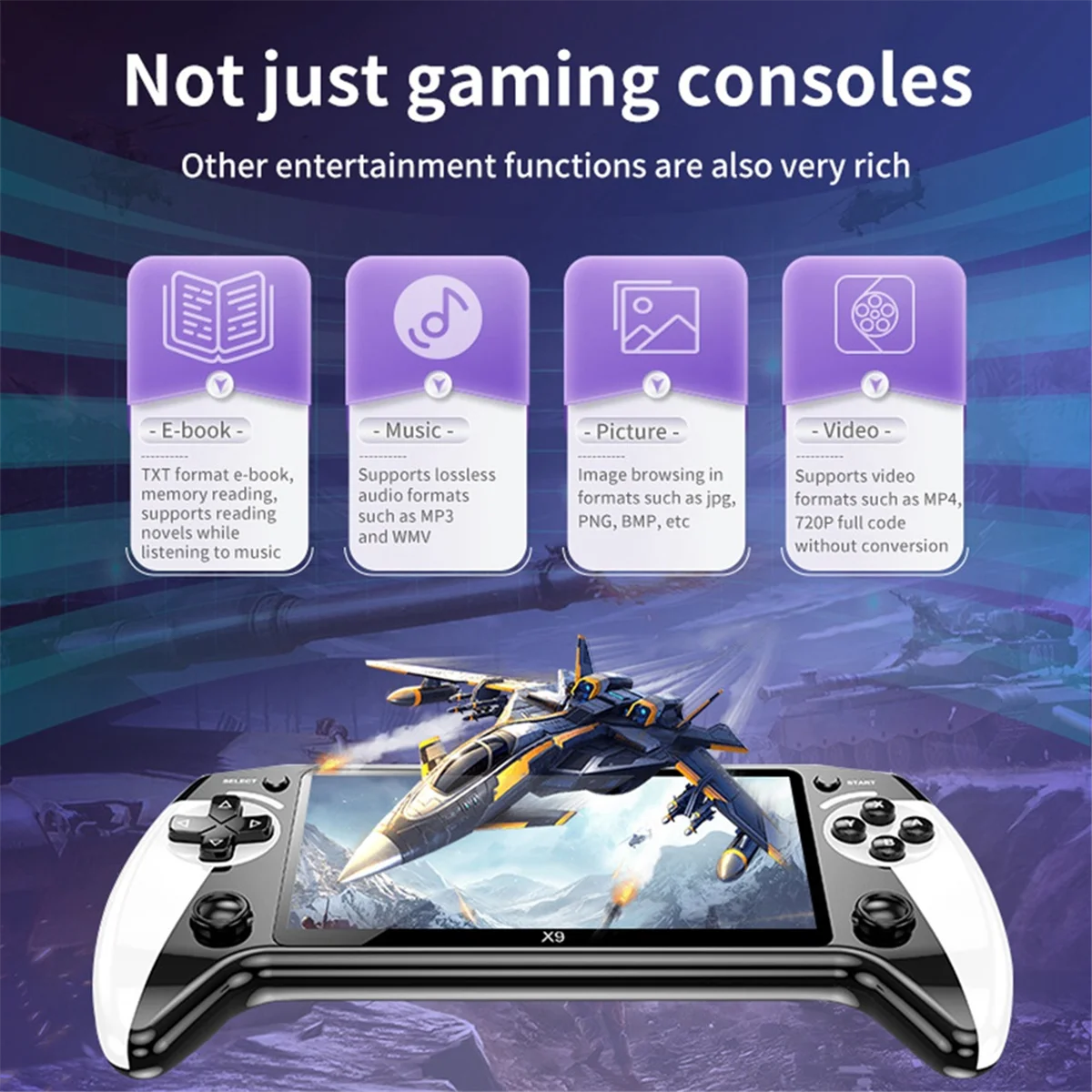 P52.0BAAZ Fast 】X9 Handheld Game Console 8GB 2000+ Games 5.5inch IPS Screen Retro  Game Console